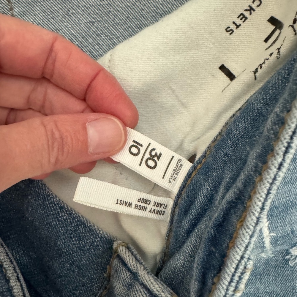 LOFT Medium Wash Blue Flare Jeans with Raw Hem - Picture 4 of 8
